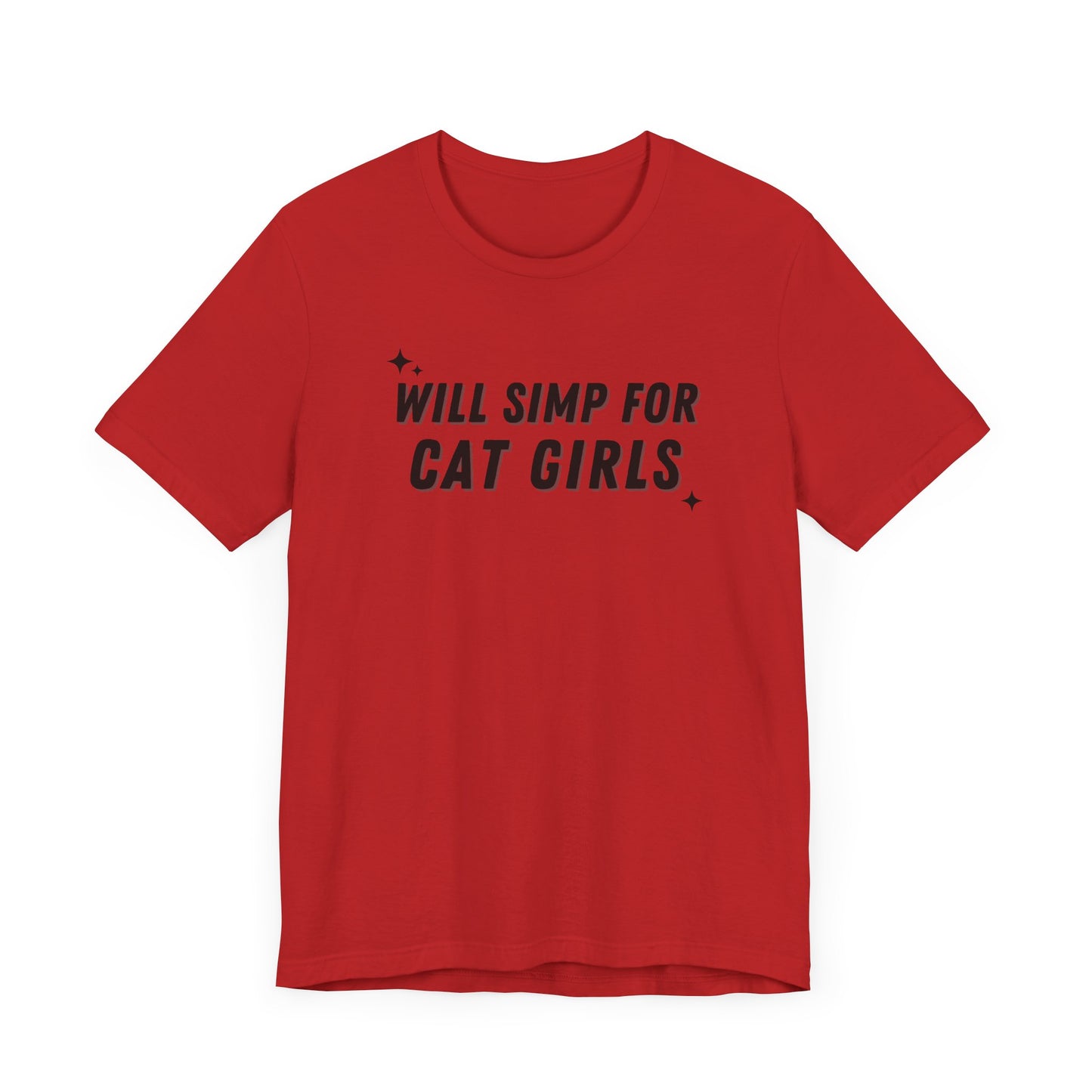 Funny Gag Unisex Tee, "Simp for Cat Girls" T-shirt, Humorous Graphic Shirt, Joke Top, Sarcastic flirty Tee.