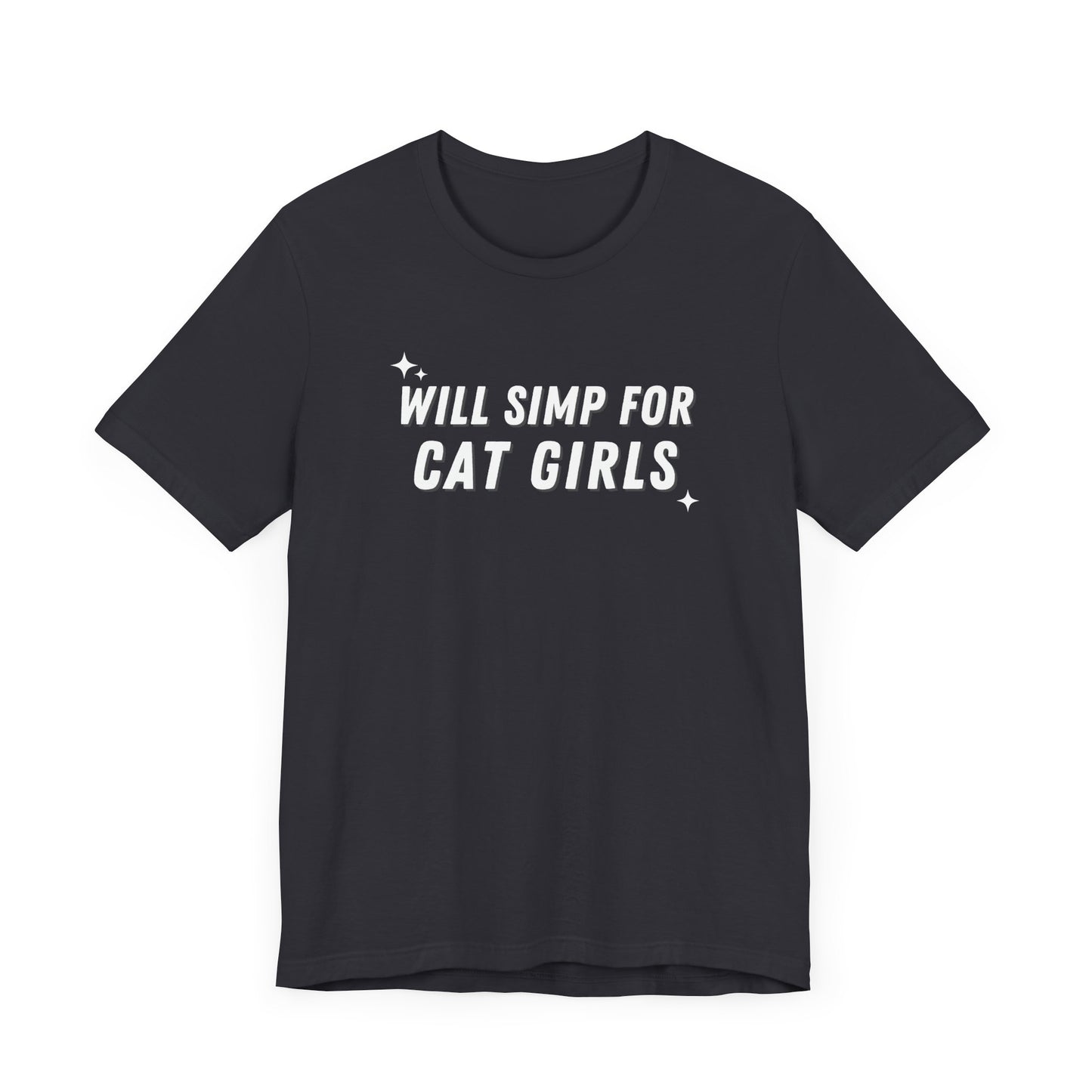 Funny Gag Unisex Tee, "Simp for Cat Girls" T-shirt, Humorous Graphic Shirt, Joke Top, Sarcastic flirty Tee.