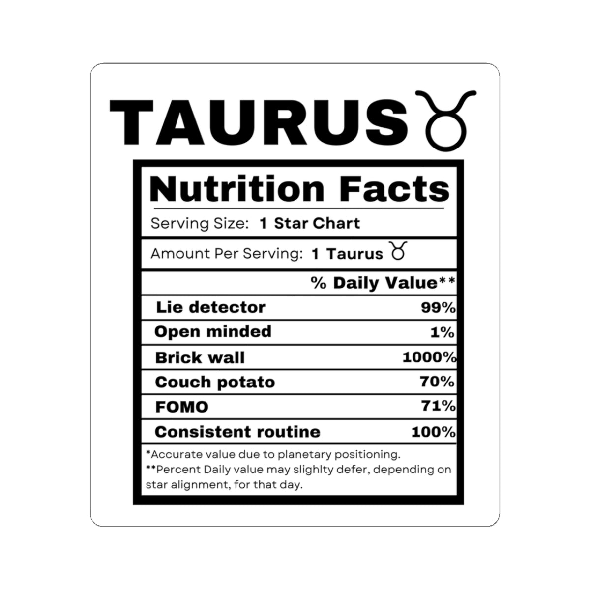 "Taurus" Kiss-Cut Stickers