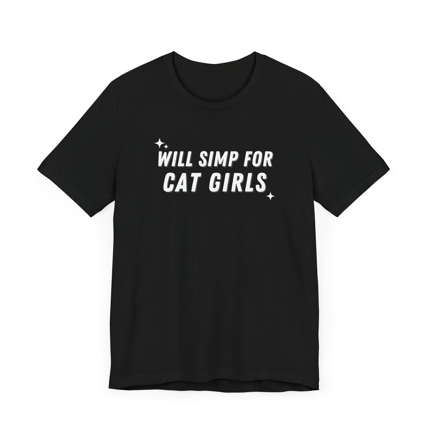 Funny Gag Unisex Tee, "Simp for Cat Girls" T-shirt, Humorous Graphic Shirt, Joke Top, Sarcastic flirty Tee.