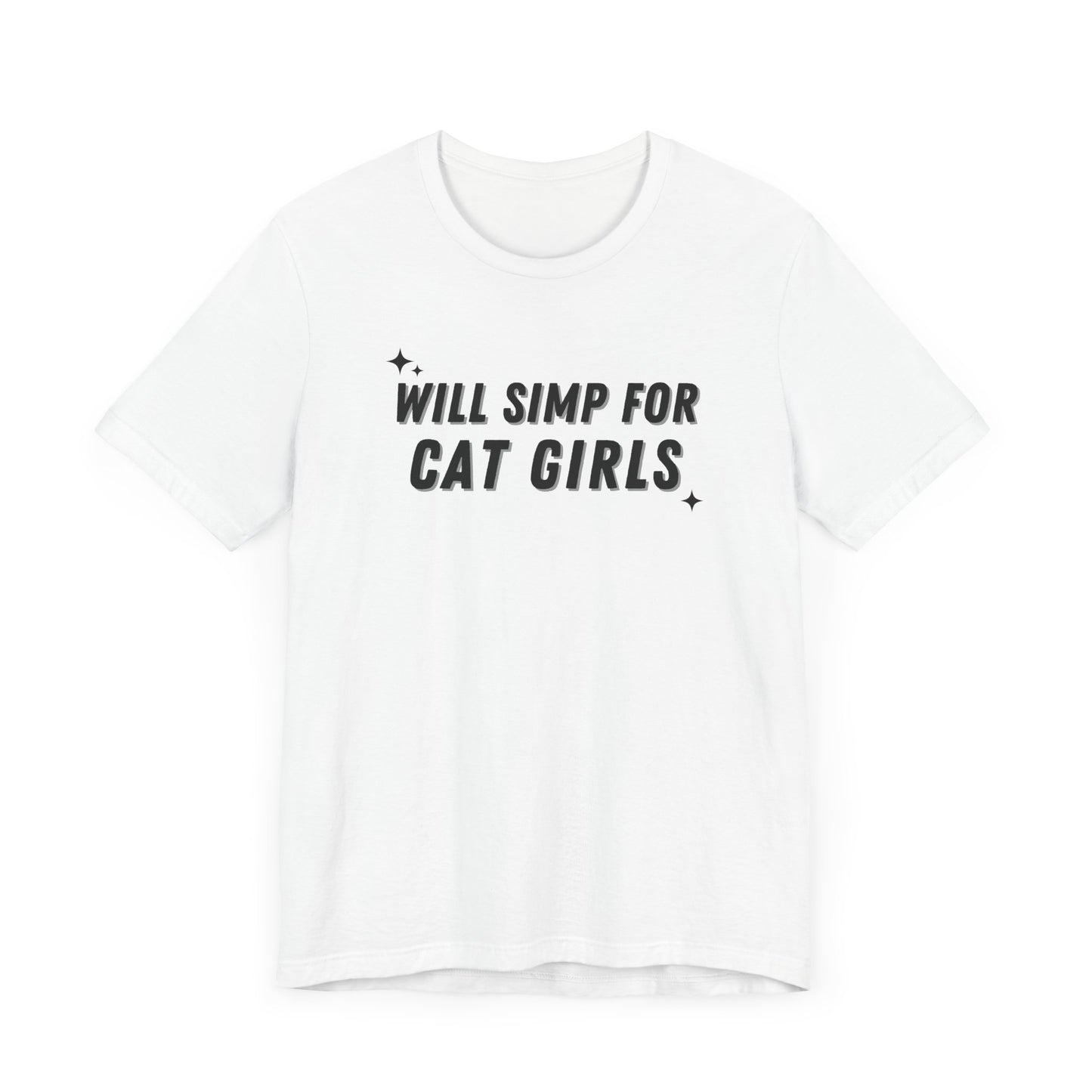 Funny Gag Unisex Tee, "Simp for Cat Girls" T-shirt, Humorous Graphic Shirt, Joke Top, Sarcastic flirty Tee.