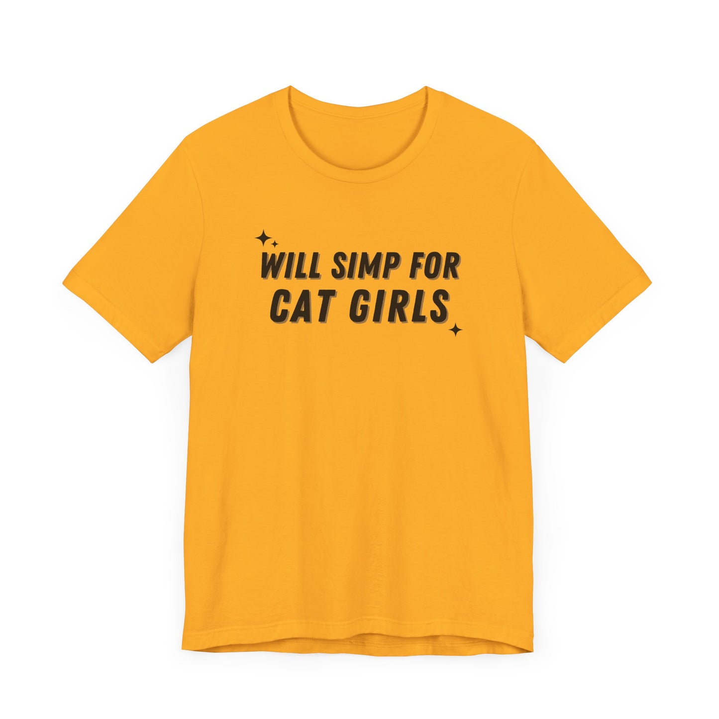 Funny Gag Unisex Tee, "Simp for Cat Girls" T-shirt, Humorous Graphic Shirt, Joke Top, Sarcastic flirty Tee.