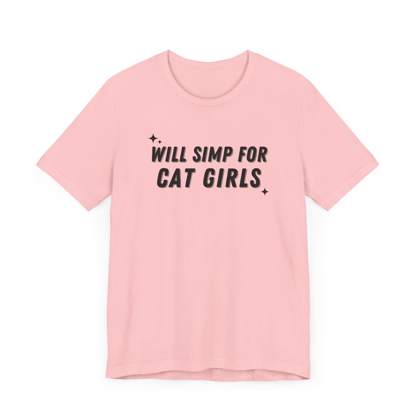 Funny Gag Unisex Tee, "Simp for Cat Girls" T-shirt, Humorous Graphic Shirt, Joke Top, Sarcastic flirty Tee.