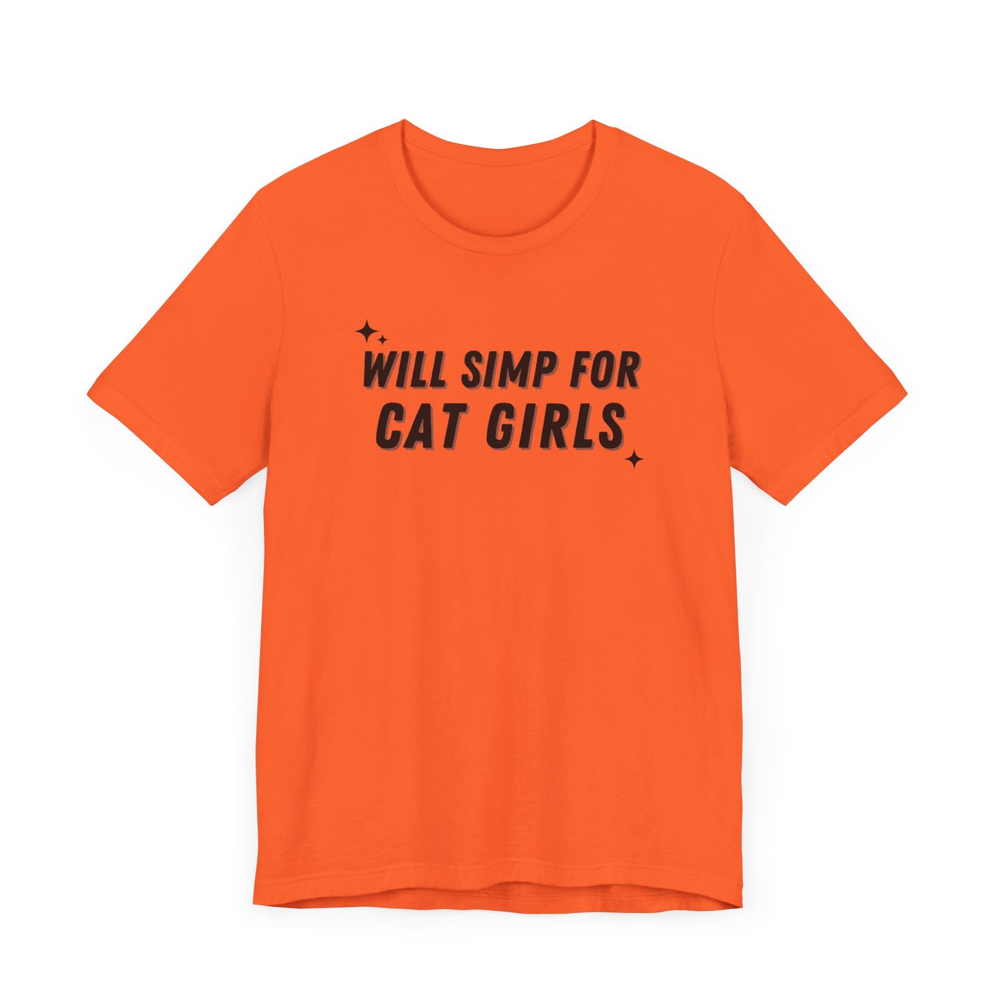 Funny Gag Unisex Tee, "Simp for Cat Girls" T-shirt, Humorous Graphic Shirt, Joke Top, Sarcastic flirty Tee.