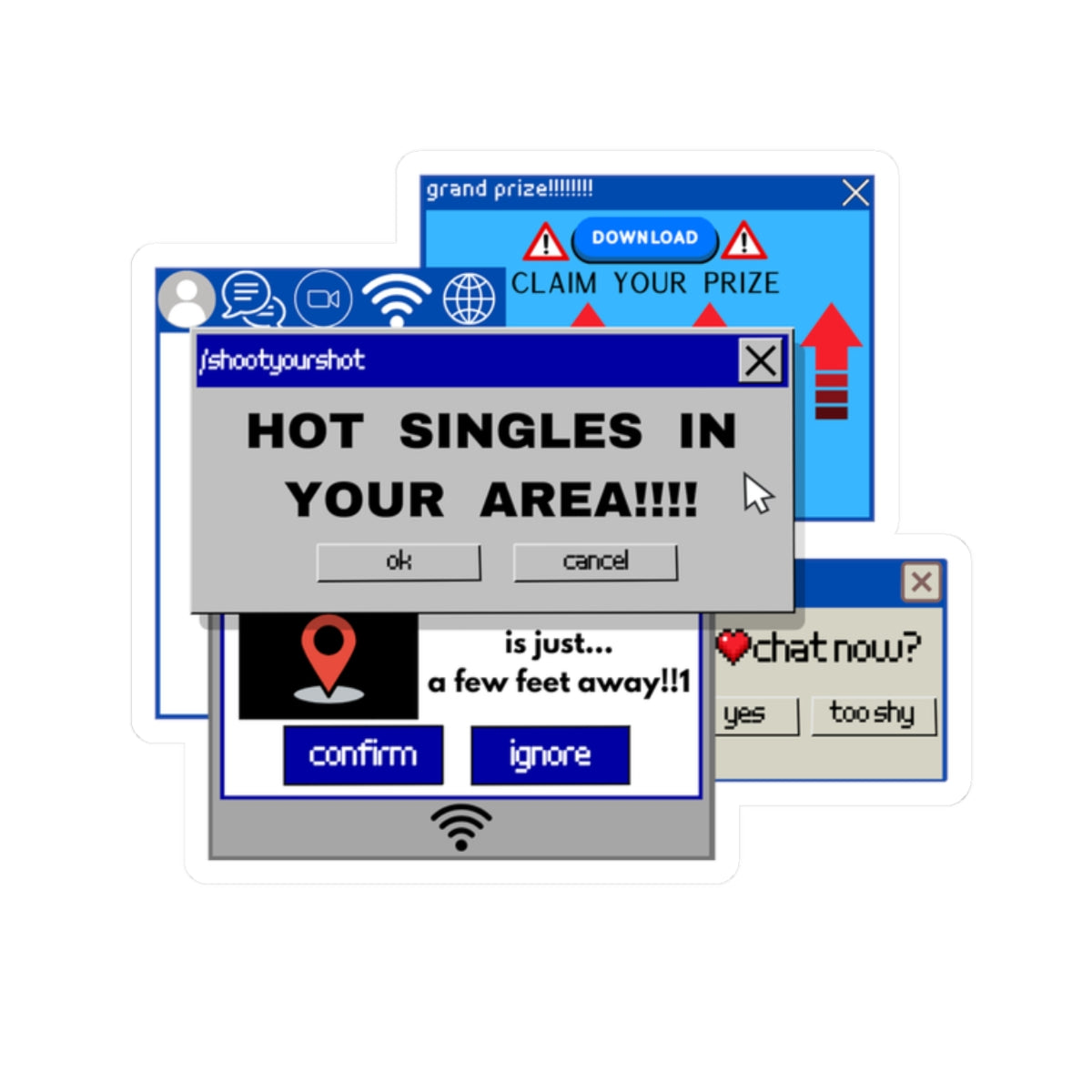 "Y2K Hot Singles" Kiss-Cut Stickers