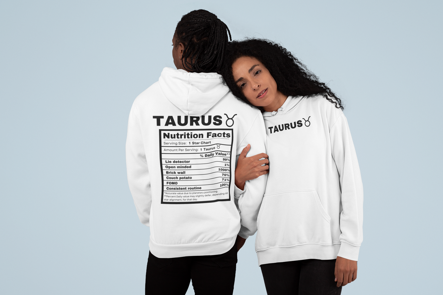 "Taurus stereotypes" Zodiac Three-Panel Fleece Hoodie with Humor Nutrition Facts Design